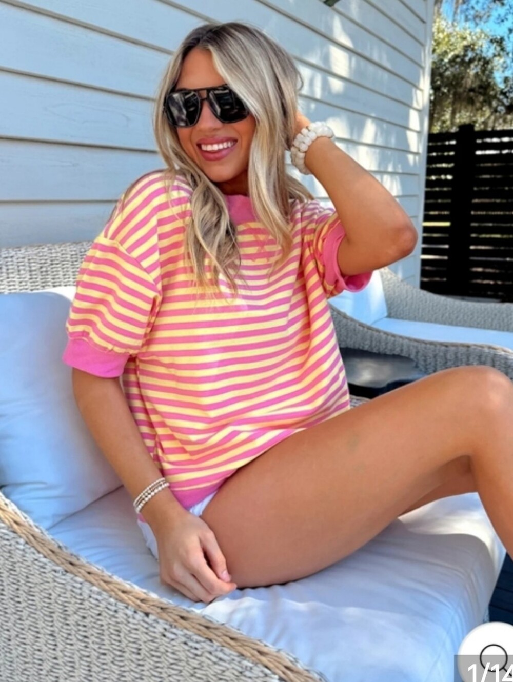 NWT Bella Rose Groovy Glow Striped Top Size Medium